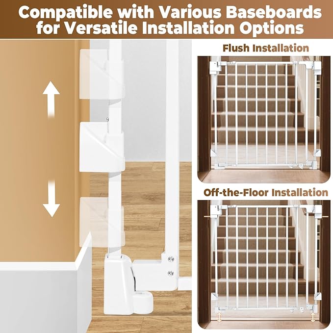 29-45" No Bottom Bar Baby Gates for Stairs, 28" Extra Tall Child Safety Gate with Auto Close Large Walk Thru Door, Hardware Mount Dog Gate Pet Gate for The House Doorways, Indoor Outdoor use