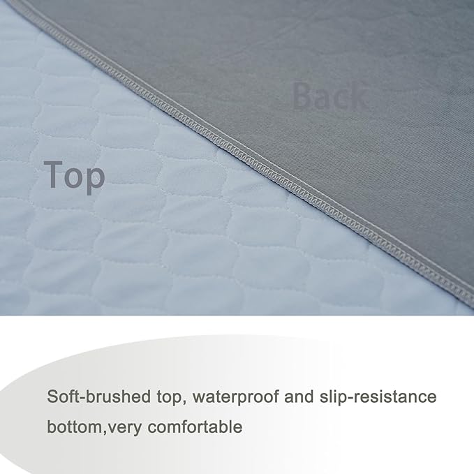 Leakproof Bed Pads 2 Pack Soft-Brushed Absorbent Incontinence Bed Pee Underpads Washable Reusable 34X36 inches Fit Twin Bed Durable Waterproof Draw Sheet Mattress Protector
