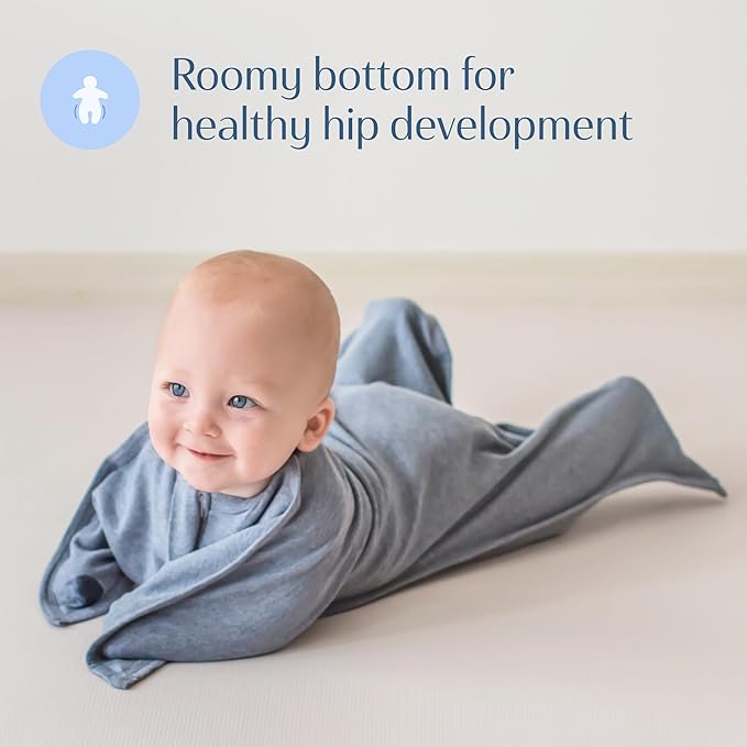 SleepingBaby Zipadee-Zip Transition Swaddle - Cozy Baby Swaddle Blanket with Zipper Convenience - Roomy Wearable Blanket for Easy Diaper Changes - Classic Heather, Small (4-8 Month) - 2 Pack