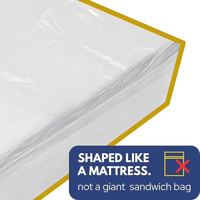 Crib Mattress Storage Bag with Zipper, 5 Mil Clear Plastic Cover for Moving, Includes Accessory Bags