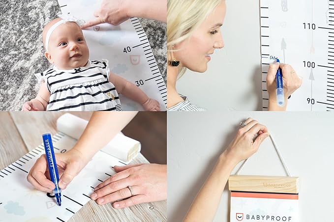 Growth Chart for Kids by Baby Proof - Measuring Height Chart and Kids Decor! Meaningful Memories Through Kid Size Chart Measurement. Pastel Arrows Growth Chart Ruler for Wall with Wooden Keepsake Box