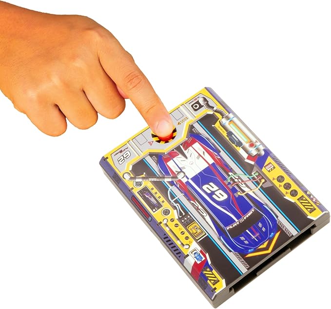 FLAT 2 FAST Original Stunt Card Racer – Flat Car Racer and Pocket Size Racecar Launcher with Built-in Button for Stunt Launching and Racing – Compact – Cobalt Blue