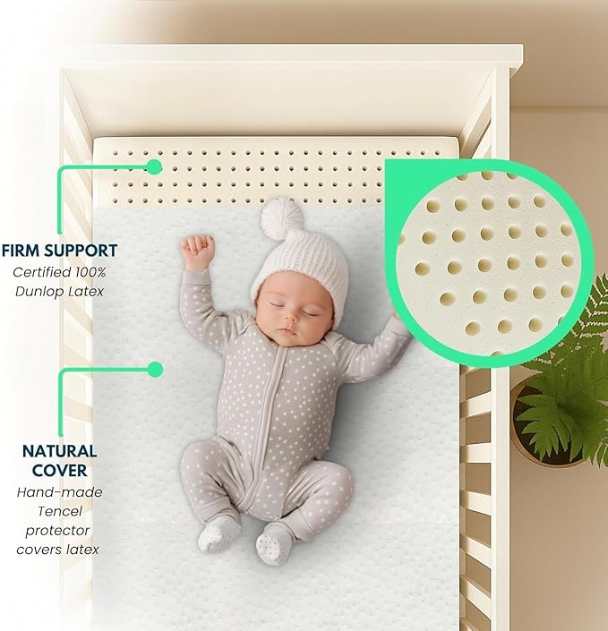 ORGANIC TEXTILES Organic Baby Mattress Topper with Tencel Cover - GOLS/GOTS Certified - Breathable, Hypoallergenic, 3" Standard (52"x28")