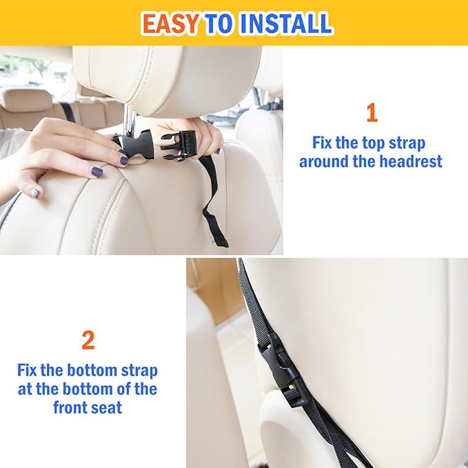 Etre Jeune Backseat Organizer for Car, 2 PCS Seat Back Cover for Kids Toddlers with 10 Storage Pockets & 11″ Tablet Holder, Waterproof Back Seat Protector for Snacks Toys, Travel Accessories