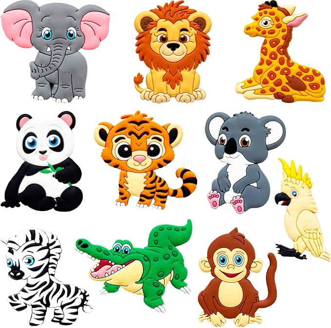 Fridge Magnets for Toddlers Wild Animal - Refrigerator Magnets for Kids - Large Cute Soft Full Back Magnetic Animals for Fridge - Toddler Magnets for Refrigerator - Rubber Big Size Kid Magnet Toys