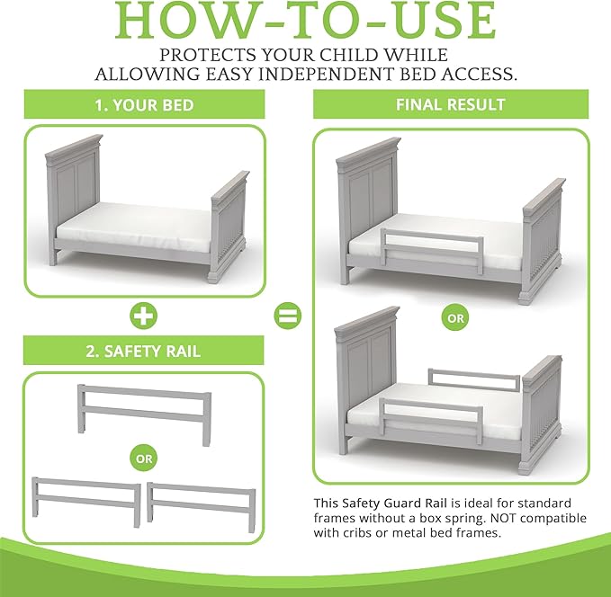 Safety Guard Rail for Baby, Kids, and Children - Solid Wood Safety Bed Rail for Toddlers - Easy Installation - Premium Protection for Bunk, Twin, Full, Queen and King Size Beds - (Grey - Delta 026)