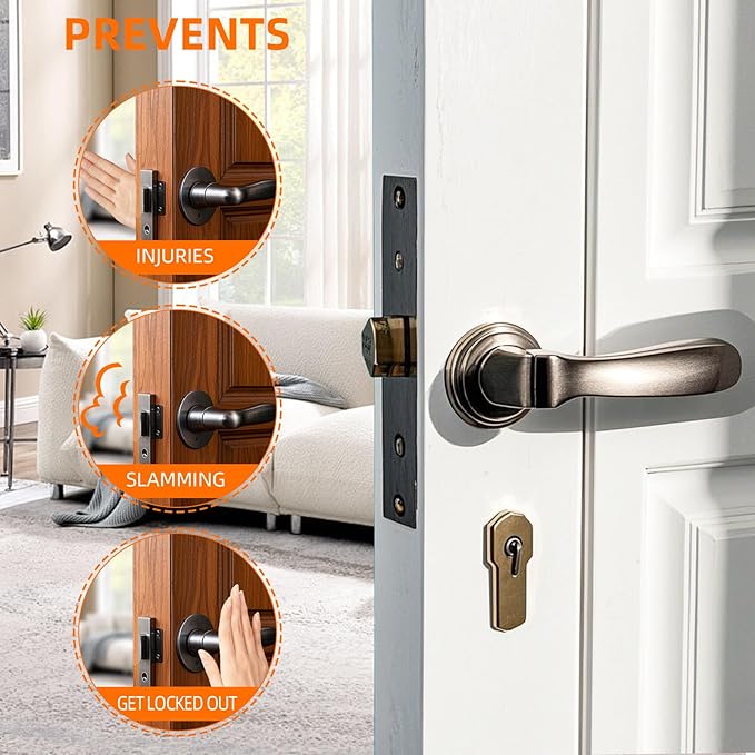 Hawsam 6 Pack First Responder Door Stops Upgrade 2.0 Black Door Stoppers Security Baby Proof Door Handle Stopper Finger Pinch Guard for Window, Cabinet, Law Enforcement,Police