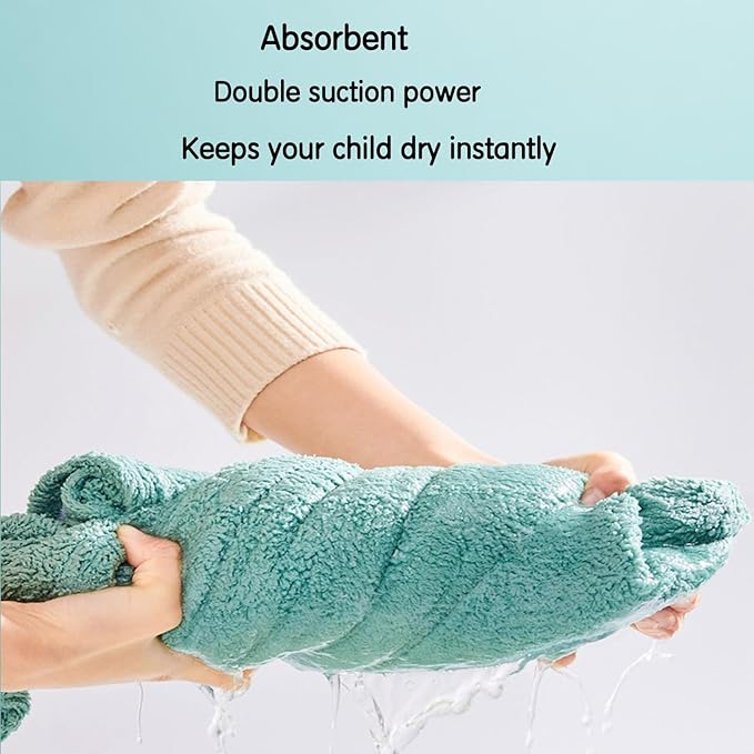 Toddler Bath Towel Baby Towels with Hood 27.5"X55" Ultra Absorbent Soft Bathrobe Blanket Kids Shower Towel for Girls and Boys(Greenish-Blue)