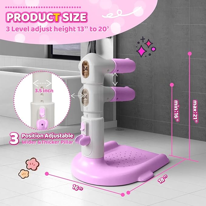 Baby Bath with Shower Stand Support ,Baby standing support Adjustable Toddler Shower Tower with Anti-Pinch & Anti-Slip Design,Infant Safety,Ideal Gift for baby standing bath 6-36 Months(Purple)