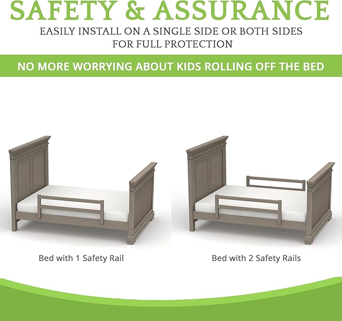 Safety Guard Rail for Baby, Kids, and Children - Solid Wood Safety Bed Rail for Toddlers - Easy Installation - Premium Protection for Bunk, Twin, Full, Queen and King Size Beds - (Cloud - Westwood)