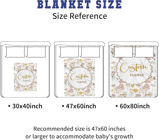 Custom Name Crib Bedding Set for Newborn Girls- 2 Piece Flower Series Baby Set with Blanket, Crib Sheet, Infant Nursery Bedding Set, Gifts for Toddler