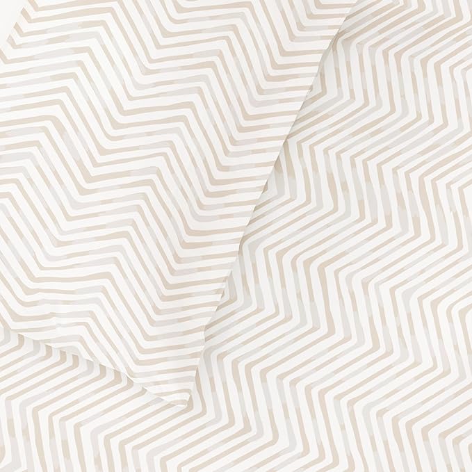 MakeMake Organics Organic Queen Fitted Sheet Set GOTS Certified Organic Cotton Fitted Sheet with Pillowcase Ultra Soft Non Toxic Breathable Hypoallergenic Colorful Neutral (Full, Herringbone)