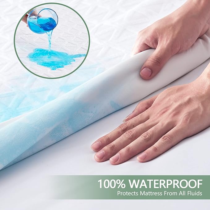 PremiumWaterproof Mattress Protector Twin XL Size, Breathable Bed Cover 3D Air Fabric Cooling Mattress Pad Cover Smooth Soft Noiseless Washable, 8''-21'' Deep Pocket (White)