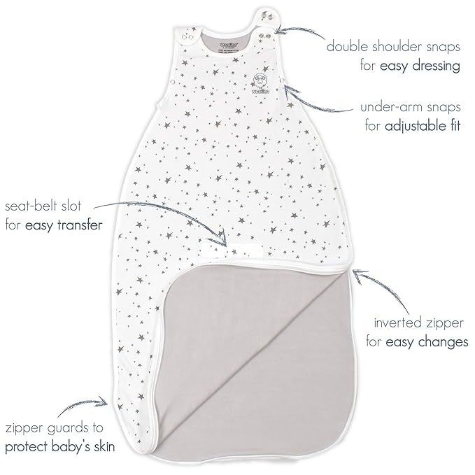 Woolino 4 Season Toddler Sleeping Bag, Merino Wool and Organic Cotton Toddler Sleep Sack, 2-4 Years, Rainbow
