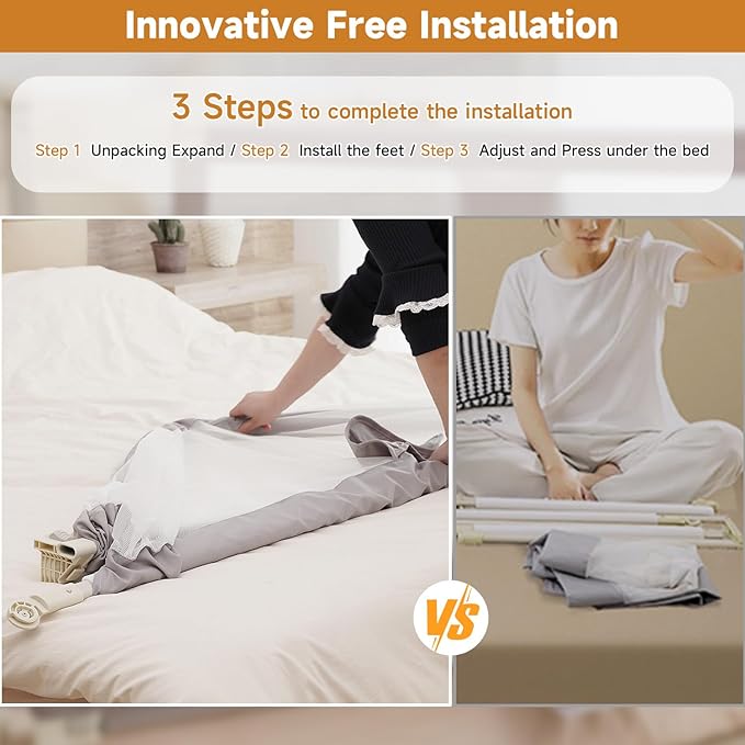 Quick Assembled Bed Rail for Baby, Foldable Toddlers Bed Rails, Height Adjustable Bed Rail Guard, Steady and Safty for Queen Size Bed (2 Sides 78.7"+1 Side 59'')