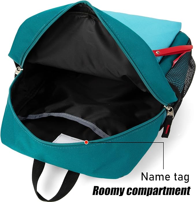 HawLander Little Kids Backpack for Boys or Girls, Toddler School Bag Fits 3 to 6 years old, D Green Blue, 12 Inch