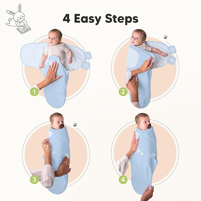 KeaBabies 3-Pack Organic Baby Swaddle Sleep Sacks - Swaddles for Newborns, Infant 0-3 Months, Baby Girls, Boys, Soft & Snug Newborn Sleep Sack, Nursery Swaddling Blankets (Abc Land Cloud)