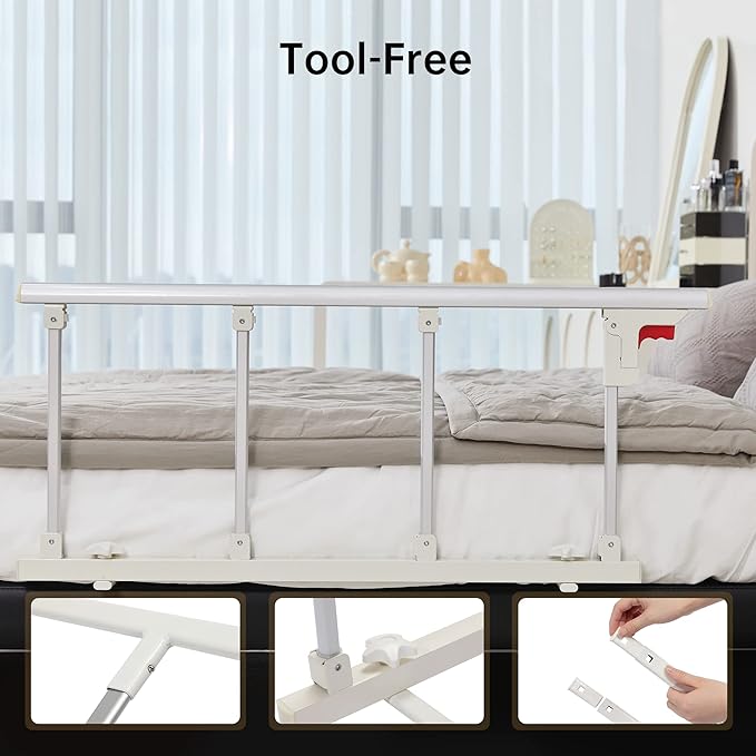 ELENKER Bed Safety Rail, Folding Bed Assist Handle Adjustable Medical Hospital Assistive Devices Bed Railing for Elderly Seniors Adults,37.8" x16.3