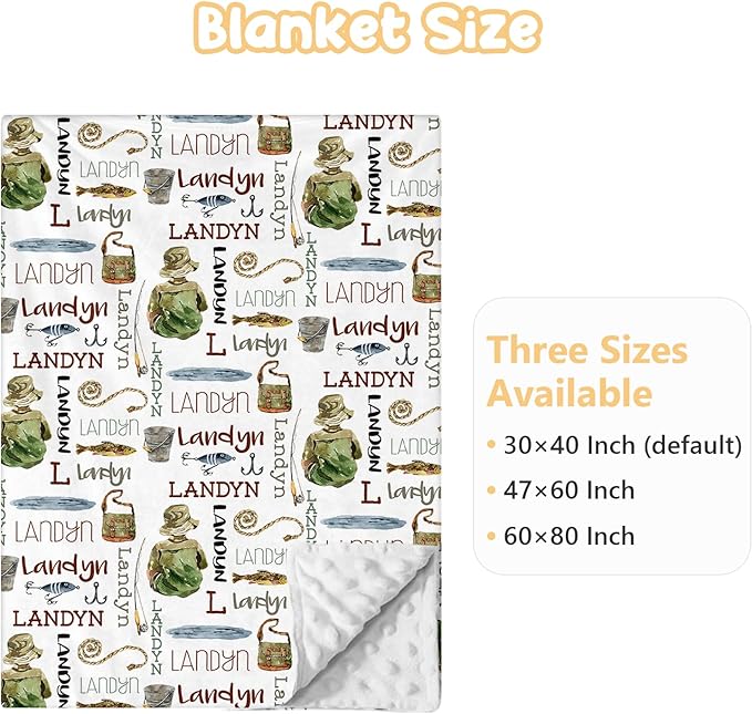 Personalized Baby Bedding Set - 3 Pcs Custom Name Crib Bedding Set for Nursery - Soft Baby Crib Set with Double Layer Blanket for Boy Girl - Customized Gifts for Infant Toddler - Green Fishing