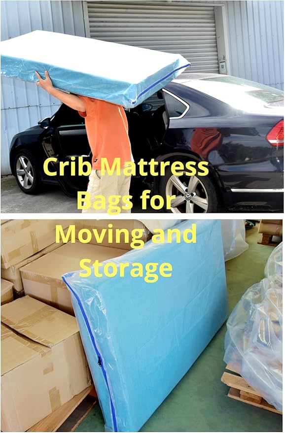 1 Pack Crib Mattress Storage Bag with Zipper, 3Mil Plastic Waterproof Crib Mattress Bag for Moving