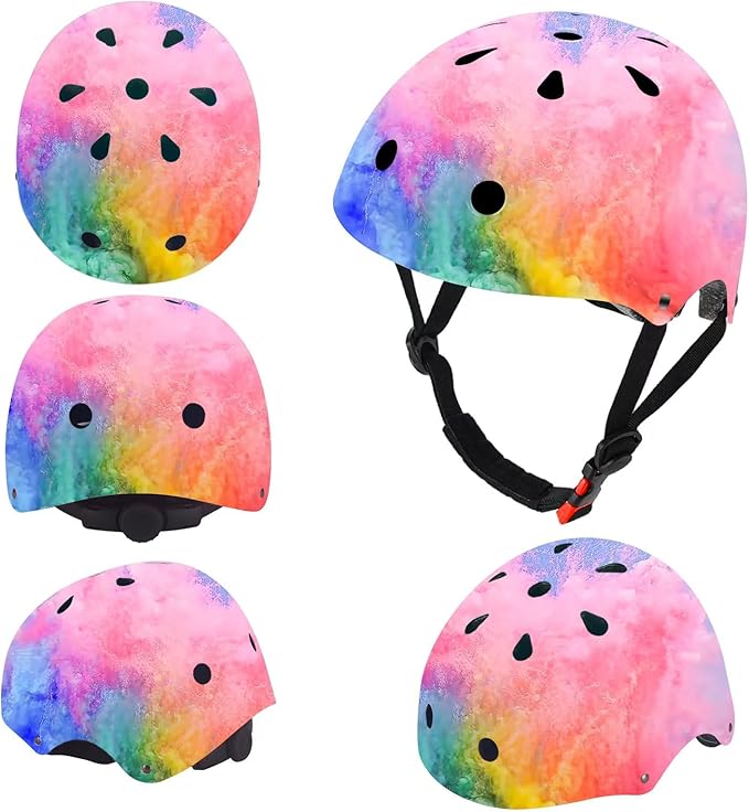 Adjustable Color Gradient Toddler Kids Bike Helmet for 3-5-8-14+Ages Girls Boys.Skateboard Bicycle Toddler Helmet 2-4 Years for Multi-Sports Cycling Scooter Inline Roller Skates Rollerblading