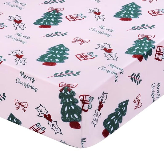 UOMNY Crib Sheet, Christmas Crib Sheets Baby Sheet for Standard Crib and Toddler Mattresses Nursery Bedding Sheet Crib Mattress Sheets for Boys and Girls 1 Pack Toddler Sheet