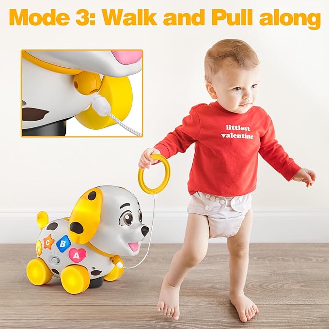 Musical Puppy Toys for 1 Year Old Girl Boy Gift, Crawling and Walking Baby Toy 6-9-12-18 Month, Birthday Gift for 1 Year Old Girl Boy, Bilingual Present for 7 8 10 Month Infant (Yellow)