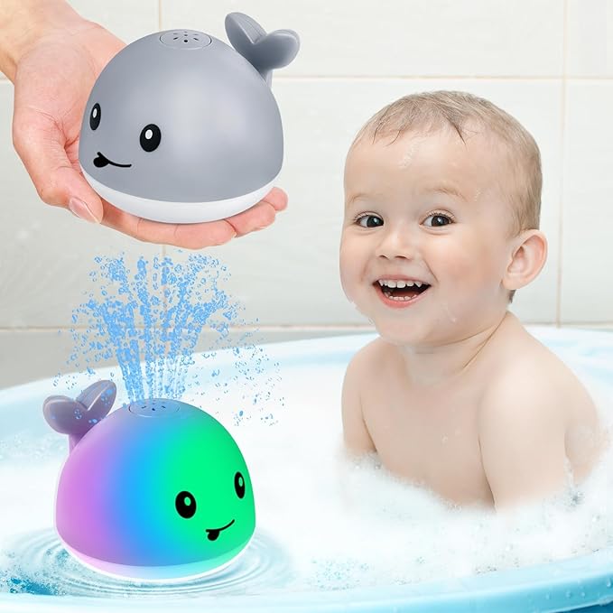 Gigilli Bath Toys for Kids Ages 1-3, Baby Bath Toys 1 2 3 Year Boy Girl Gifts Christmas Stocking Stuffers for Babies 6-12-18 Months Light Up Whale Bath Toy Sprinkler Toddler Birthday Bathtub Water Toy