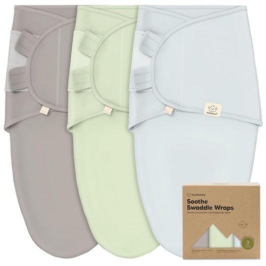 KeaBabies 3-Pack Organic Baby Swaddle Sleep Sacks - Swaddles for Newborns, Infant 0-3 Months, Baby Girls, Boys, Soft & Snug Newborn Sleep Sack, Nursery Swaddling Blankets (Ripple)