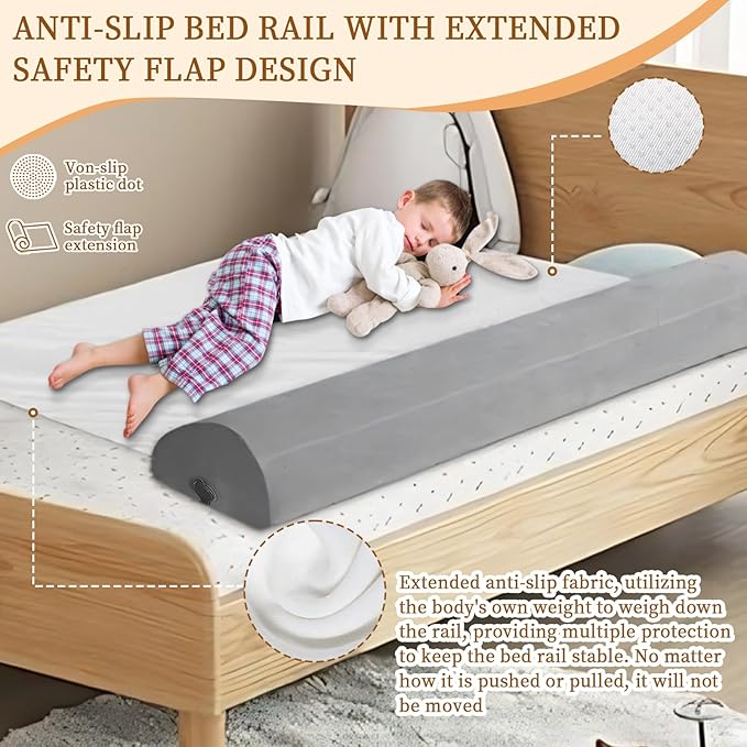 Inflatable Bed Bumpers for Toddlers, Non-Slip Bed Bumper with Machine-Washable Cover, Travel Bed Rail for Kids for King, Queen, Twin, Full, Portable Inflatable Toddler Bed for Hotel, Vacation