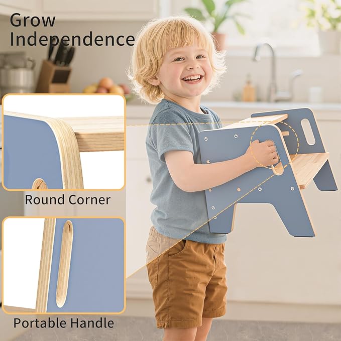 Wingyz Toddler Step Stool,Height-Adjustable Wooden Step stools for Kids with Handles,2 Stepstool for Toddlers,Bathroom Sink, Kitchen, Bedroom,Potty Training