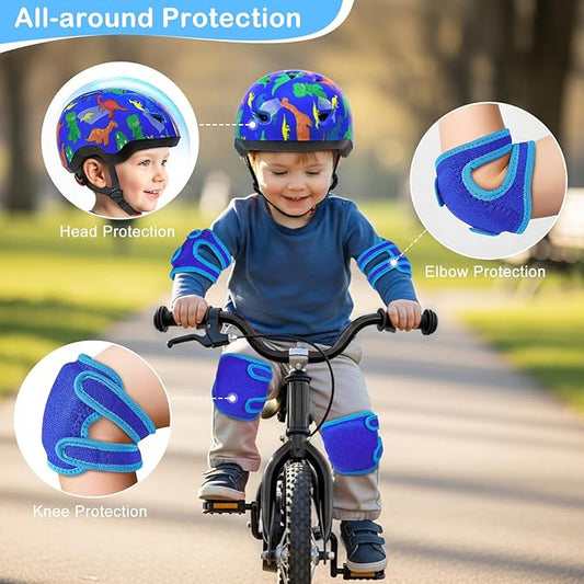 Toddler Helmet, Baby Infant Bike Helmet with Toddler Knee Pads and Elbow Pads Set for Kids 1-3 Years, Adjustable Baby Bike Helmets for Scooter Bicycle