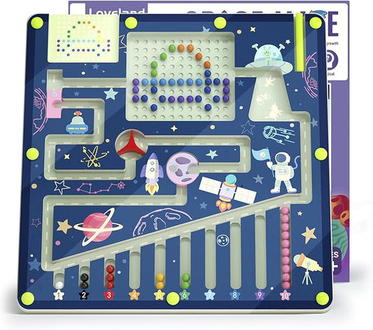 Magnetic Color and Number Space Maze Level 3– Montessori Wooden Puzzle Toy for Toddlers, Preschool Learning Activity for Fine Motor Skills, Educational Gift for Kids Ages 3+