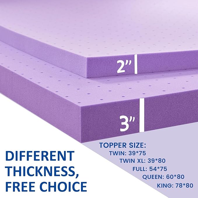 SINWEEK 3 Inch Gel Memory Foam Mattress Topper Twin XL, Twin Extra Long Mattress Pads for College Dorm Single Bed, Ventilated Soft Bed Topper, CertiPUR-US Certified, Twin XL Size
