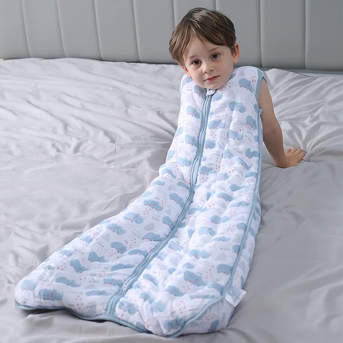 Toddler Sleep Sack, 70% Rayon from Bamboo and 30% Cotton Baby Wearable Blanket Winter 2.5 TOG Sleeping Sacks Warm Soft Muslin Rhino (2-4T)