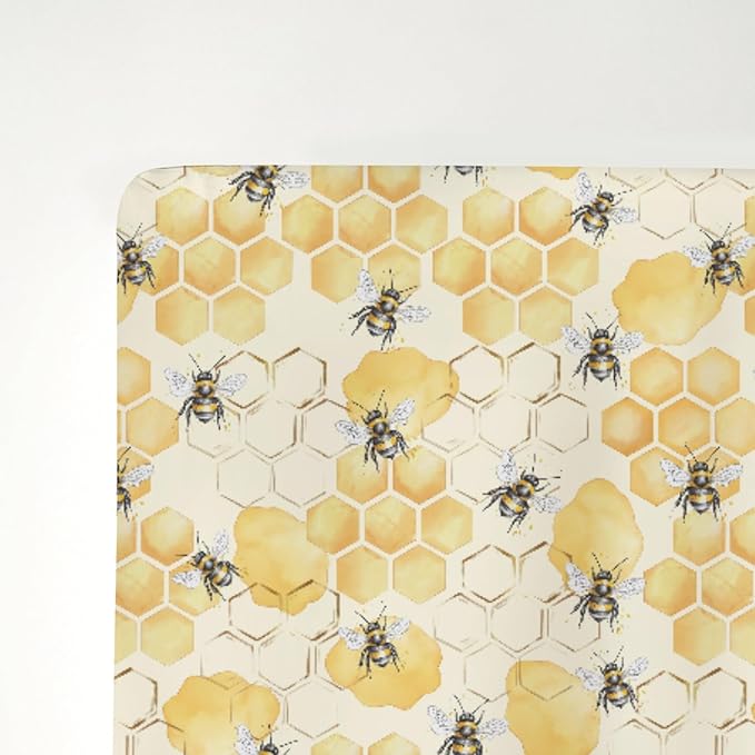 Honeycomb Bees Baby Crib Sheets for Boy Girl 52x28Inch Yellow Bee Honey Soft Stretchy Fitted Crib Mattress Covers Spring Summer Nursery Baby Sheets for Standard Crib and Toddler Bed Mattresses