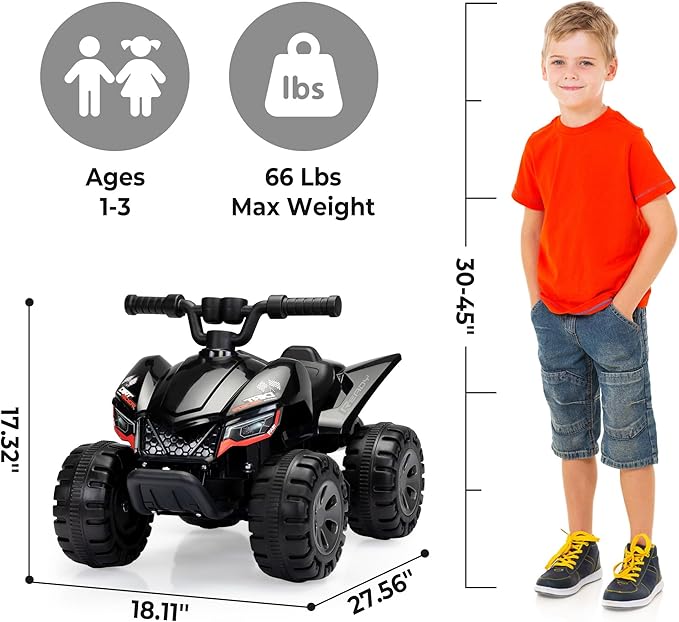 TOBBI Ride On Toy for Toddler, Kids Quad 4 Wheeler with Cool Spraying System, Power-Wheel ATV Driving Play Car Electric Ride Vehicles with Music Player for Toddlers Kids Children Aged 1-3