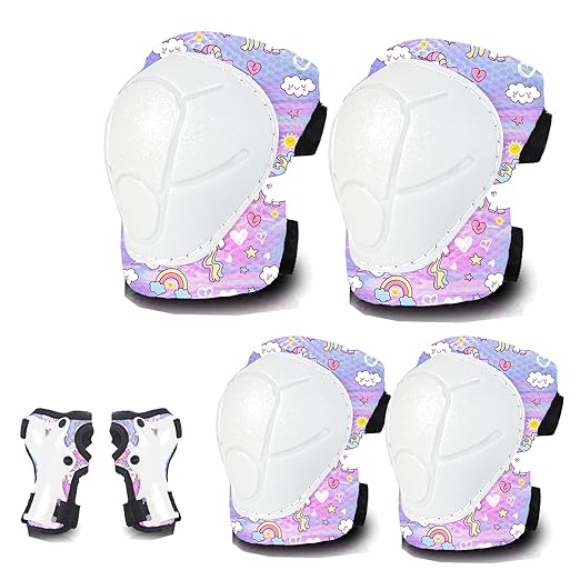Gradient Color Kids Protective Gear Set Knee Pads for Kid 2-14 Years,W/ Adjustable Strap Kids/Youth Knee Pads Elbow Pads Wrist Guards Set for Inline Roller Skates,Cycling,BMX Bike,Skateboard,Scooter