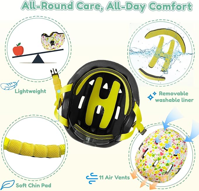 Toddler Bike Helmet with Gloves and Backpack Set, 3 Sizes for Baby Infant to Kids Ages 1-3 3-5 5-8+, Adjustable Boys Girls Bike Helmet for Bicycle/Scooter/Skateboard/Roller Skate