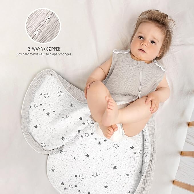 lulumoon Sleep Sack Muslin for Baby: Cotton Wearable Blanket for 9-15 Months - Soft Lightweight Ideal for Nursery Lounge Nighttime Naptime 6-12 Months