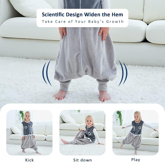 MICHLEY Toddler Sleeping Sack with Feet Newborn Infant Sleeveless Sleeping Bag 2-way Zipper Baby Wearable Blanket for Walkers,Grey Shark,1-3T