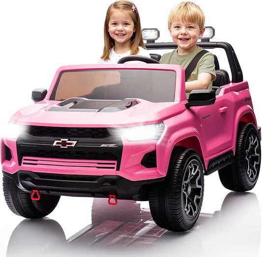 24V Ride On Car for Toddlers and Kids, Licensed Chevrolet Colorado ZR2 2-Seater 4WD Electric Truck with Remote Control, Battery Powered Wheels, LED Lights, Bluetooth Music, 132 lbs Load Capacity