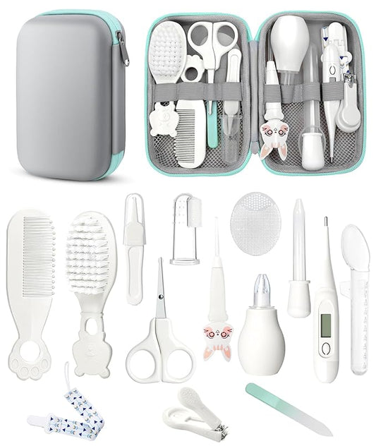 Baby Healthcare and Grooming Kit, Safety Newborn Nursery Baby Care Kit, with Hair Brush Comb, Nail Clipper, Thermometer, Pacifier Clip, Baby Registry Search, Baby Girl Boy Newborn Essentials