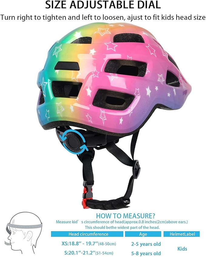Kids Bike Helmet for Ages 1-8 Years, Adjustable Toddler Boys and Girls Helmets, Lightweight Child Infant Bicycle Cycling Scooter Sports Helmet 48-54cm