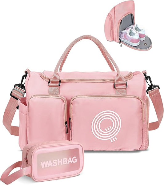 Elilier Girls Gift-Initial Gym Bag for Girls, Kids Travel Duffle Bag, Sports Bag, Personalized Weekender Bag with Shoes Compartment, Girls Gifts for Kids, wedding gifts for couples 2025