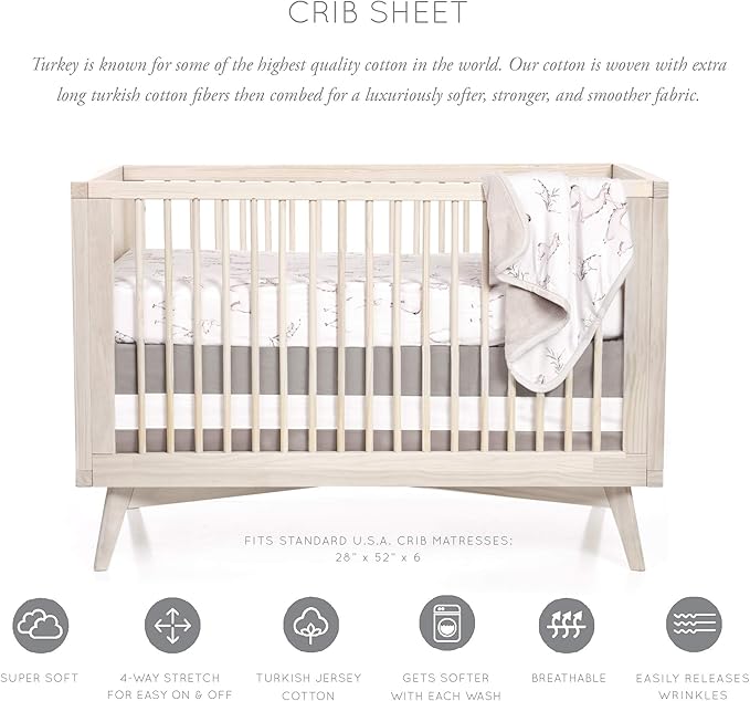 Oilo Crib Sheet, Breathable, Fitted, Turkish Cotton Jersey, 300 Thread Count, Machine Washable, Fits Standard Crib (28" x 52" x 6"), Toddler Bedding, Girl, Boy, & Neutral Nursery Design, Llama