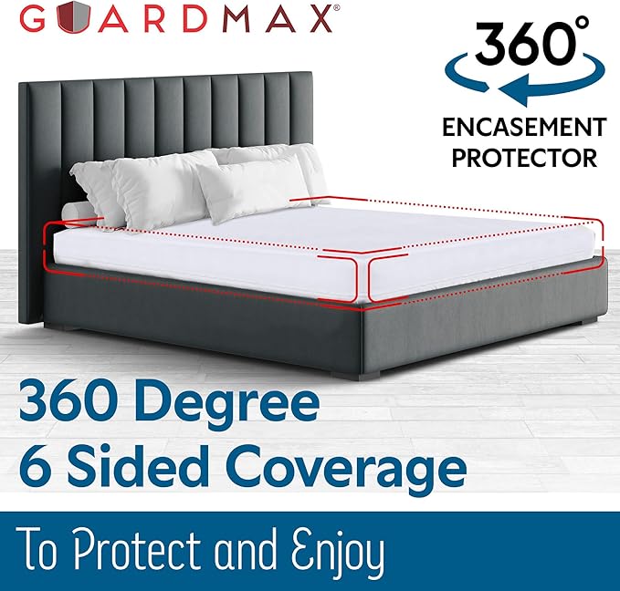 Guardmax Jersey Knitted King Zippered Mattress Encasement with Deep Pockets - Waterproof & Bed Bug Proof Mattress Protector - Comfortable, Soft, and Noiseless Zippered Bedding - (78x 80 x 18)