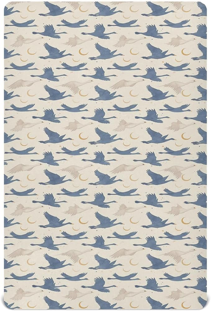 Fitted Crib Sheets for Baby Boys or Girls Soft Breathable Baby Play Yard Sheet for Standard Size Crib Mattress 52x28in A Flock of Geese