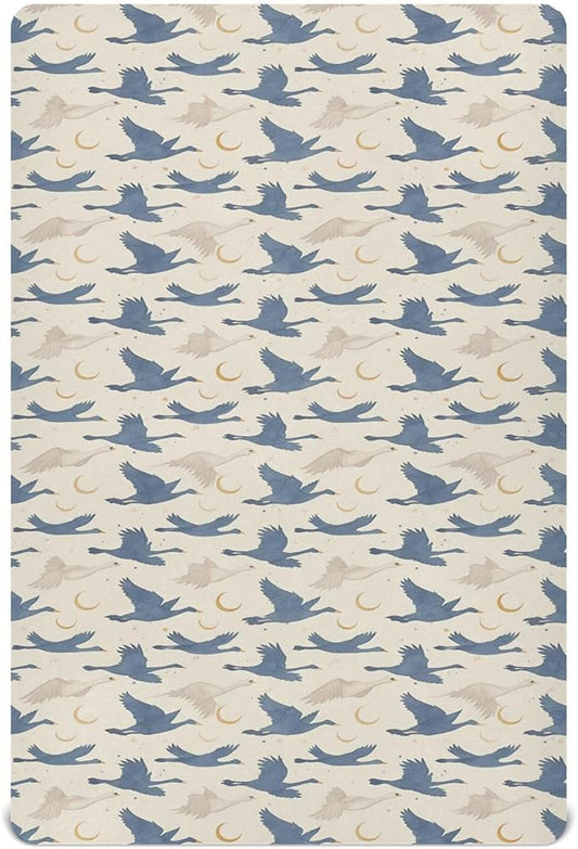 Fitted Crib Sheets for Baby Boys or Girls Soft Breathable Baby Play Yard Sheet for Standard Size Crib Mattress 52x28in A Flock of Geese