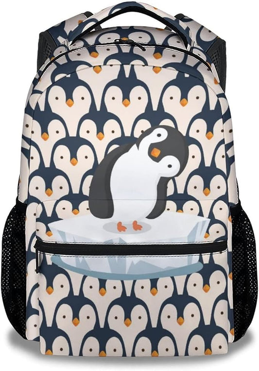 COOPASIA Cute Penguin Backpack, 16 Inch Animal Theme Bookbag with Adjustable Straps, Durable, Lightweight, Large Capacity, School Backpack for Kids Girls Boys
